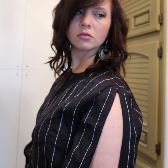 Bell Sleeve Pin Stripe Blouse - Picture 6 of 8